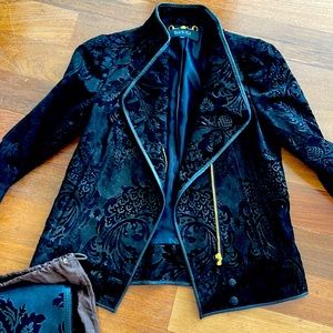 Gucci black suede brocade jacket